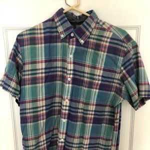 J Crew Short Sleeve Casual Plaid Button Down